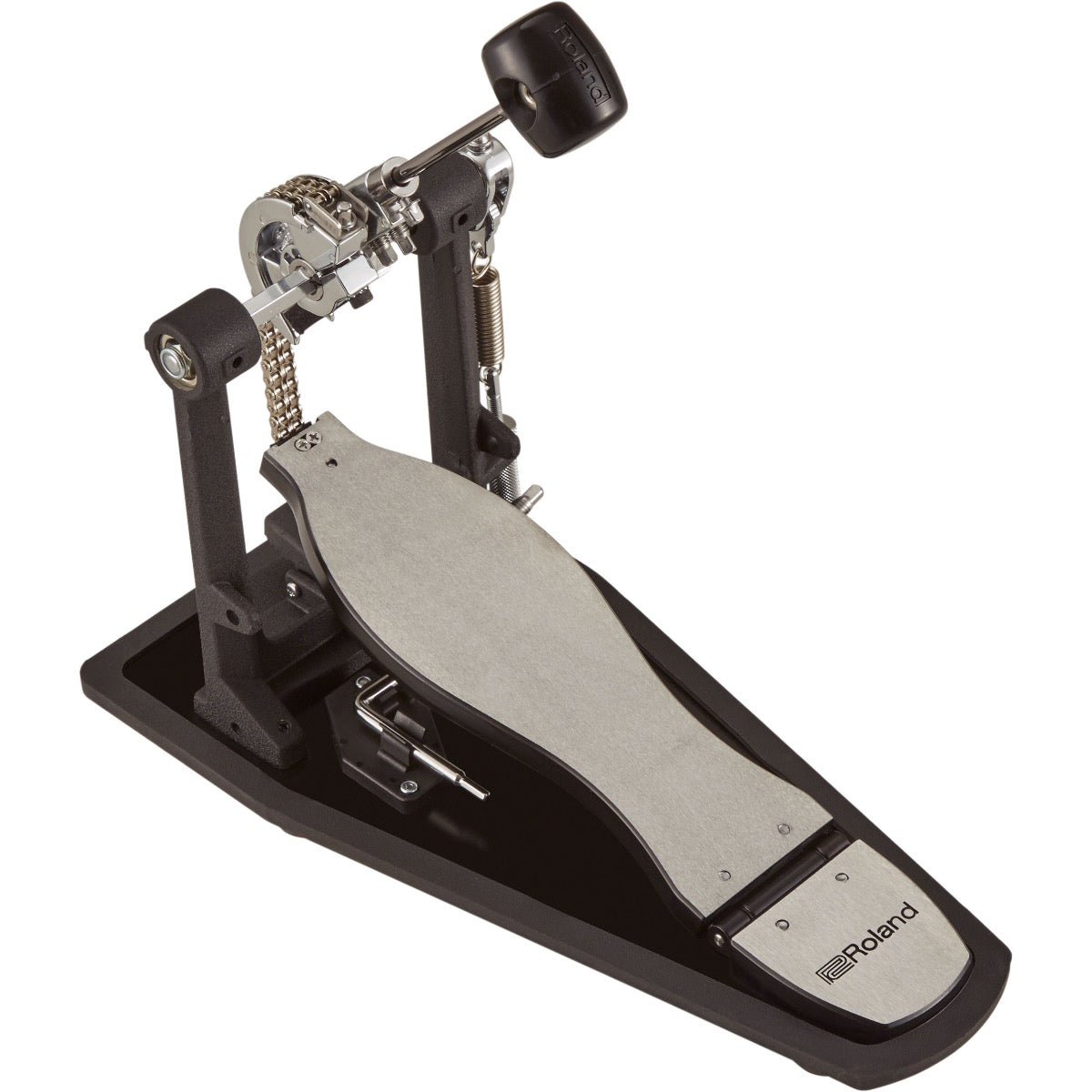 3/4 view of Roland RDH-100A V-Drums Kick Drum Pedal with Noise Eater Technology showing top, front and left side