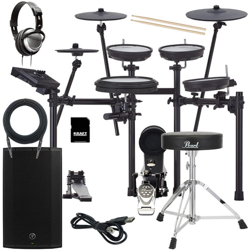Collage of the components in the Roland TD-17KV2 V-Drums Electronic Drum Set COMPLETE DRUM BUNDLE