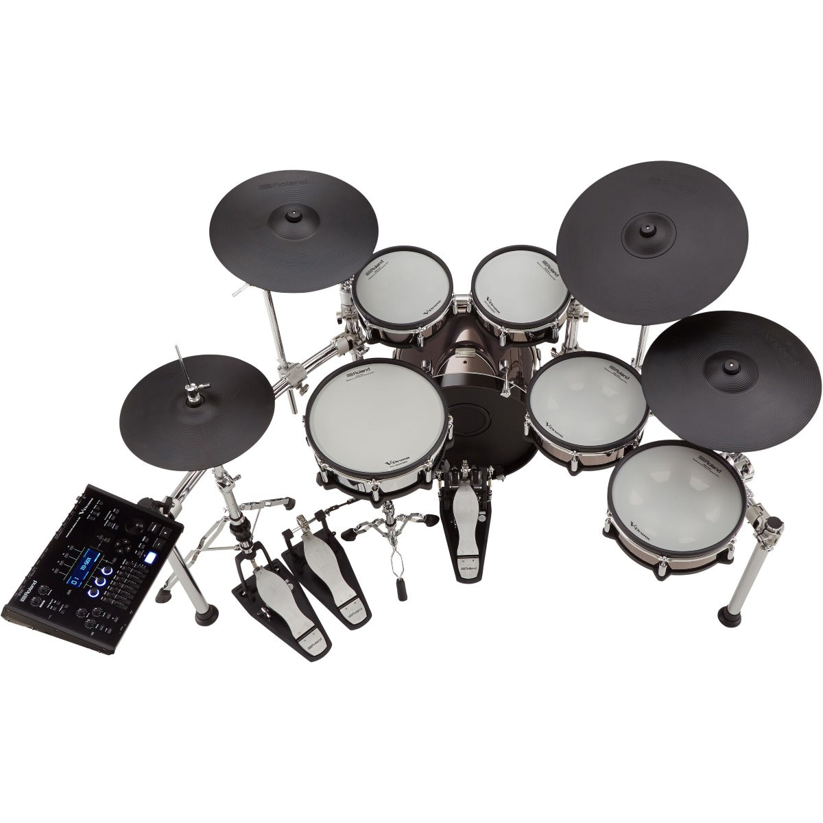 Perspective view of Roland TD-50KV2 V-Drums Electronic Drum Set showing top and back