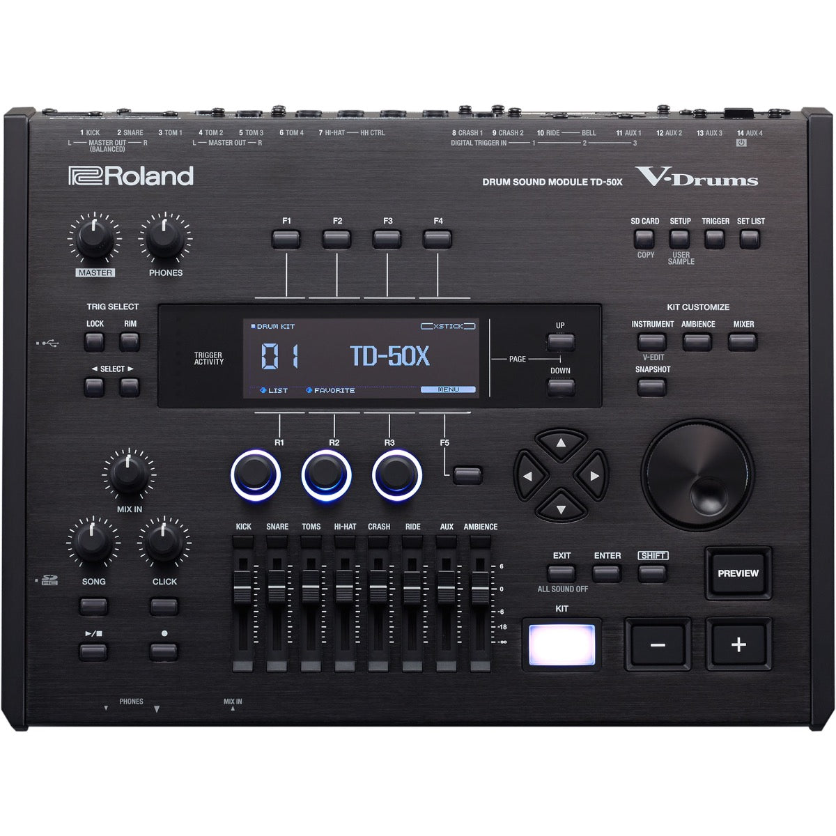 Top view of Roland TD-50X V-Drums Sound Module