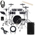 Collage of the Roland VAD307 V-Drums Acoustic Design 5pc Kit COMPLETE DRUM BUNDLE showing included components