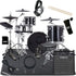 Collage of the Roland VAD504 V-Drums Acoustic Design 4pc Kit ULTIMATE DRUM BUNDLE showing included components