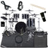 Collage of the Roland VAD507 V-Drums Acoustic Design 5pc Kit ULTIMATE DRUM BUNDLE showing included components