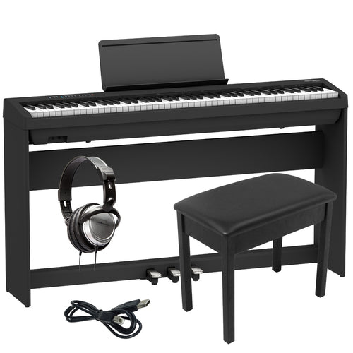Collage image of the Roland FP-30X Digital Piano - Black COMPLETE HOME BUNDLE