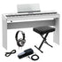 Collage image of the Roland FP-60X Digital Piano - White HOME ESSENTIALS BUNDLE