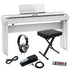 Collage image of the Roland FP-90X Digital Piano - White HOME ESSENTIALS BUNDLE