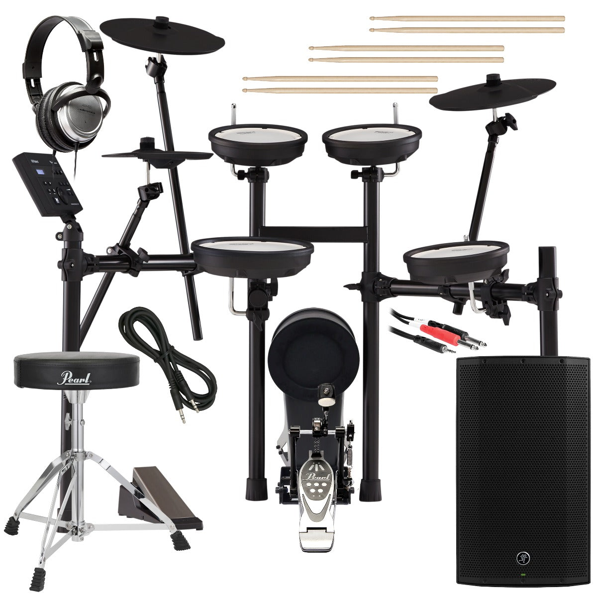 Collage of the Roland TD-07KV V-Drums Electronic Drum Set COMPLETE DRUM BUNDLE