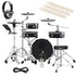Collage of items in the Roland VAD103 V-Drums Acoustic Design 4pc Kit DRUM ESSENTIALS BUNDLE