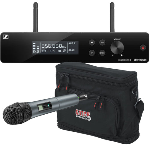 Collage of everything that is included in the Sennheiser XSW 2-835-A Wireless Vocal Mic System CARRY BAG KIT