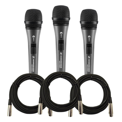 Sennheiser e 835-S Dynamic Vocal Microphone - 3 Pack CABLE KIT – Kraft Music