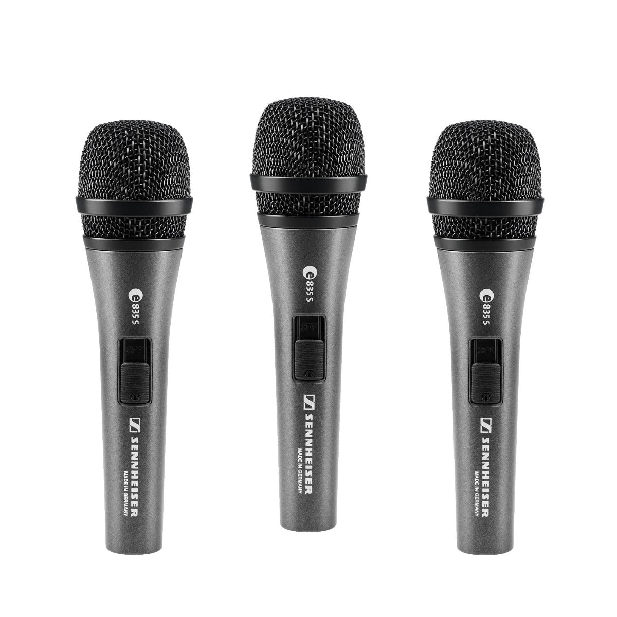 Sennheiser e 835-S Dynamic Vocal Microphone - 3 Pack