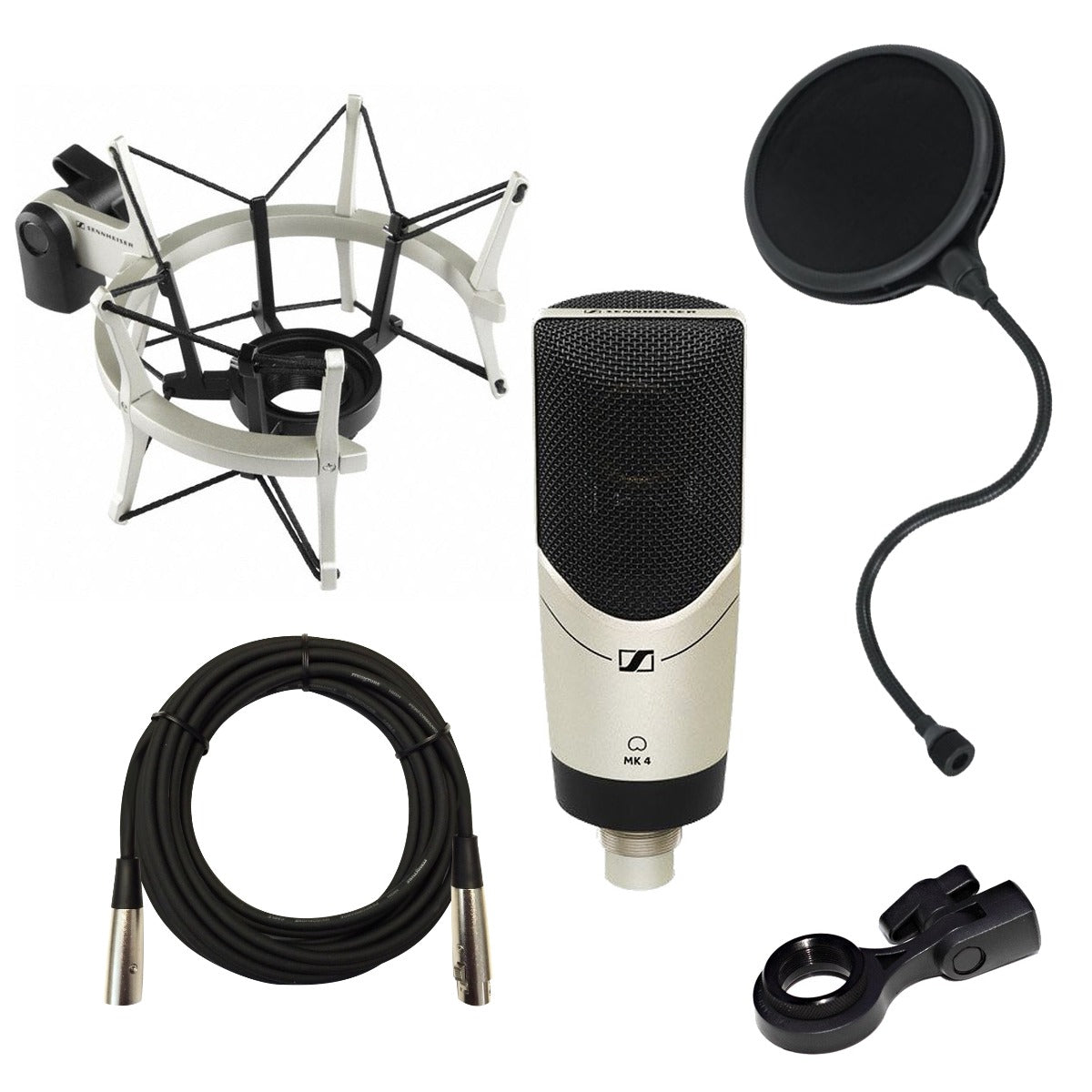 Sennheiser MK 4 Cardioid Condenser Microphone Set with Shockmount BONUS PAK