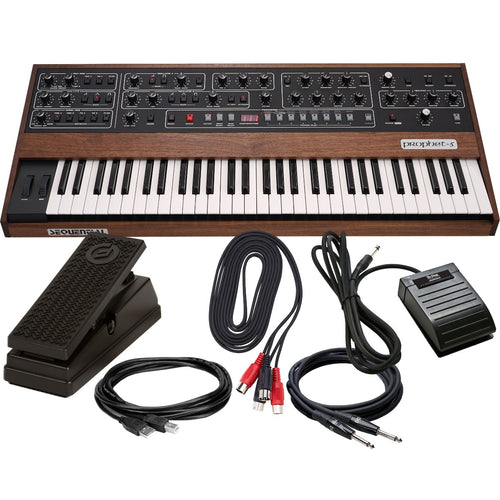 Bundle collage image of Sequential Prophet-5 Polyphonic Analog Keyboard Synthesizer CABLE KIT bundle