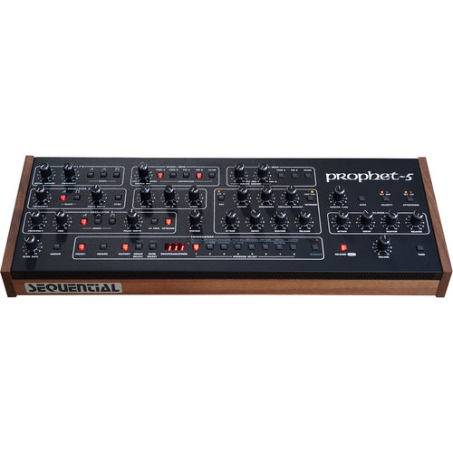 Perspective view of Sequential Prophet-5 Desktop Analog Synthesizer Module showing top and front