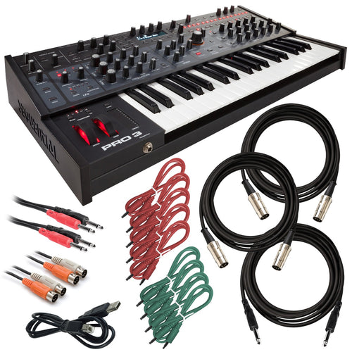 Bundle collage image of Sequential Pro 3 Mono/Paraphonic Synthesizer Keyboard CABLE KIT bundle