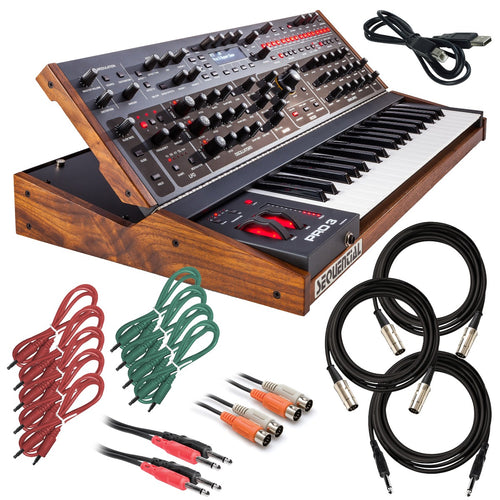Bundle collage image of Sequential Pro 3 SE Mono/Paraphonic Synthesizer Keyboard CABLE KIT bundle