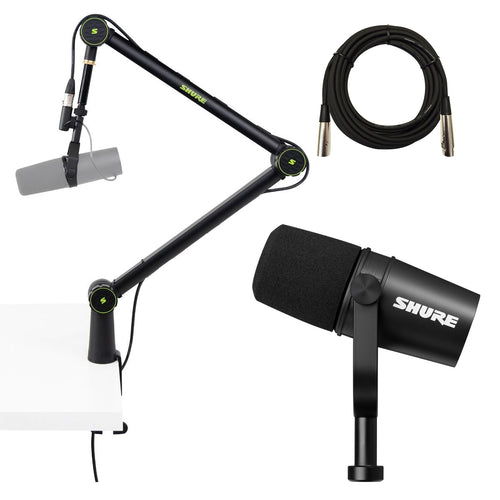 Collage image of the Shure MV7X Podcast Microphone PODCAST PAK