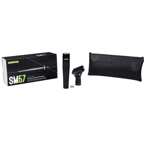 Retail packaging for the Shure SM57-LC Dynamic Instrument Microphone