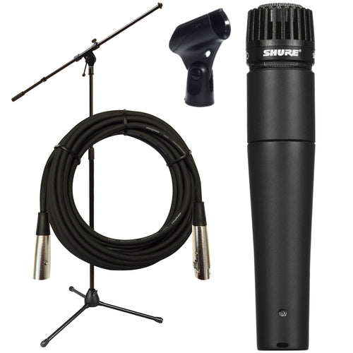 Collage of the Shure SM57-LC Dynamic Instrument Microphone PERFORMER PAK