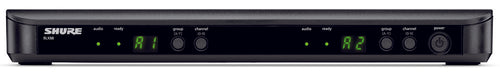 Front view of Shure BLX88 dual wireless receiver