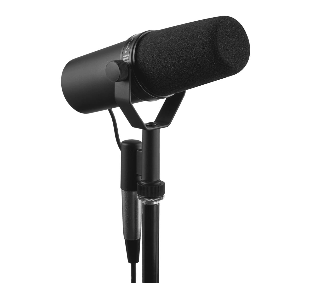 Front left angle of the Shure SM7B Dynamic Vocal Microphone