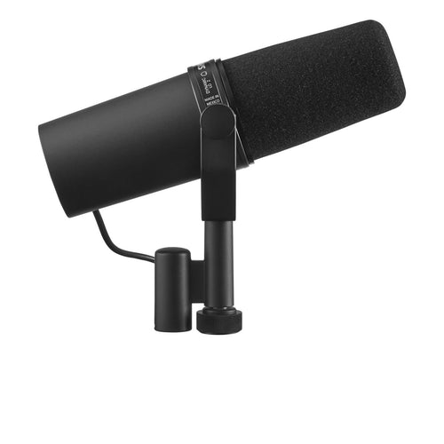 Side view of the Shure SM7B Dynamic Vocal Microphone angled up
