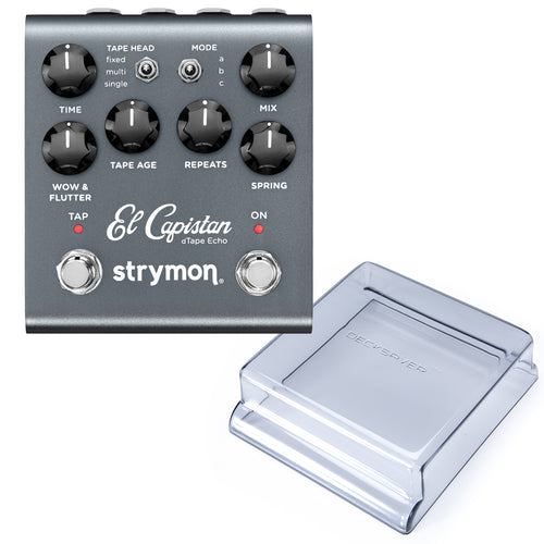 Collage of everything included with the Strymon El Capistan V2 dTape Echo Pedal DECKSAVER KIT