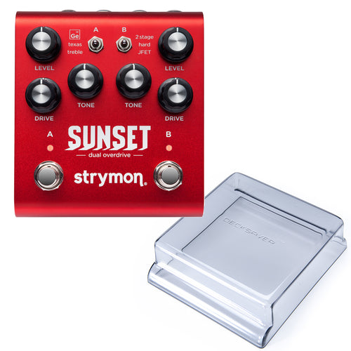 Collage of everything included with the Strymon Sunset Dual Overdrive Pedal DECKSAVER KIT