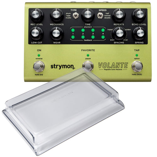 Collage of the components in the Strymon Volante Magnetic Echo Machine Pedal DECKSAVER KIT bundle