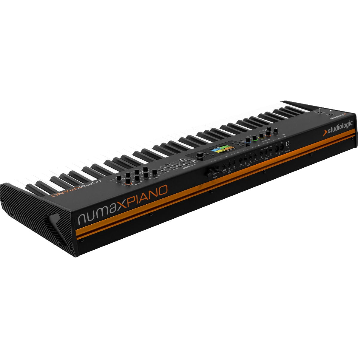 3/4 view of Studiologic Numa X Piano 73 showing rear, top and right side