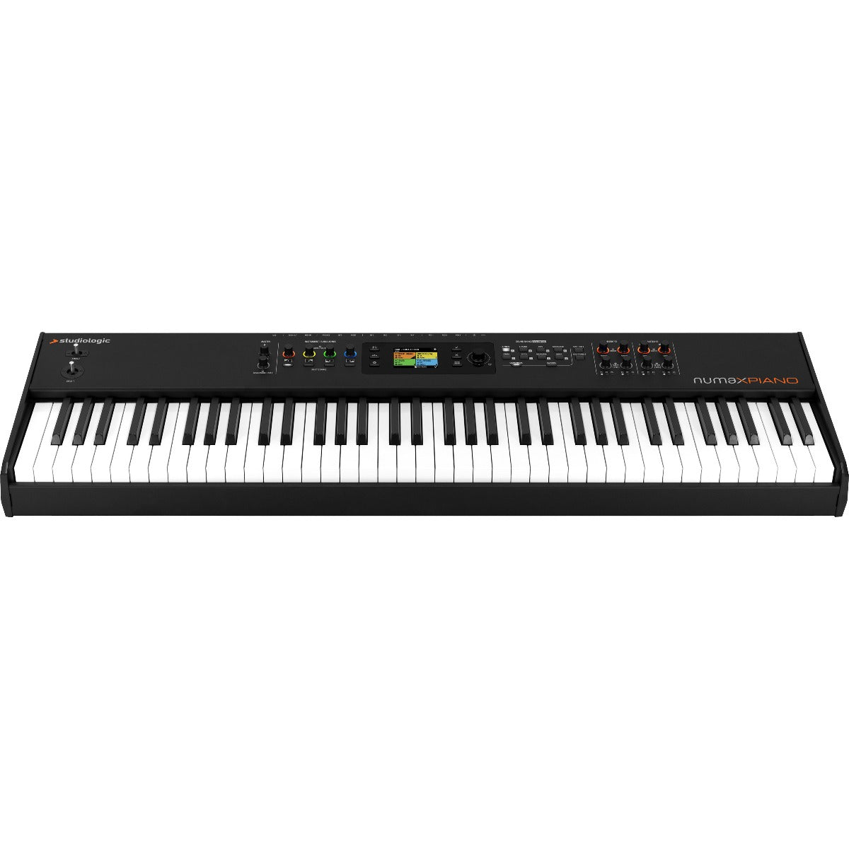 Perspective view of Studiologic Numa X Piano 73 showing top and front