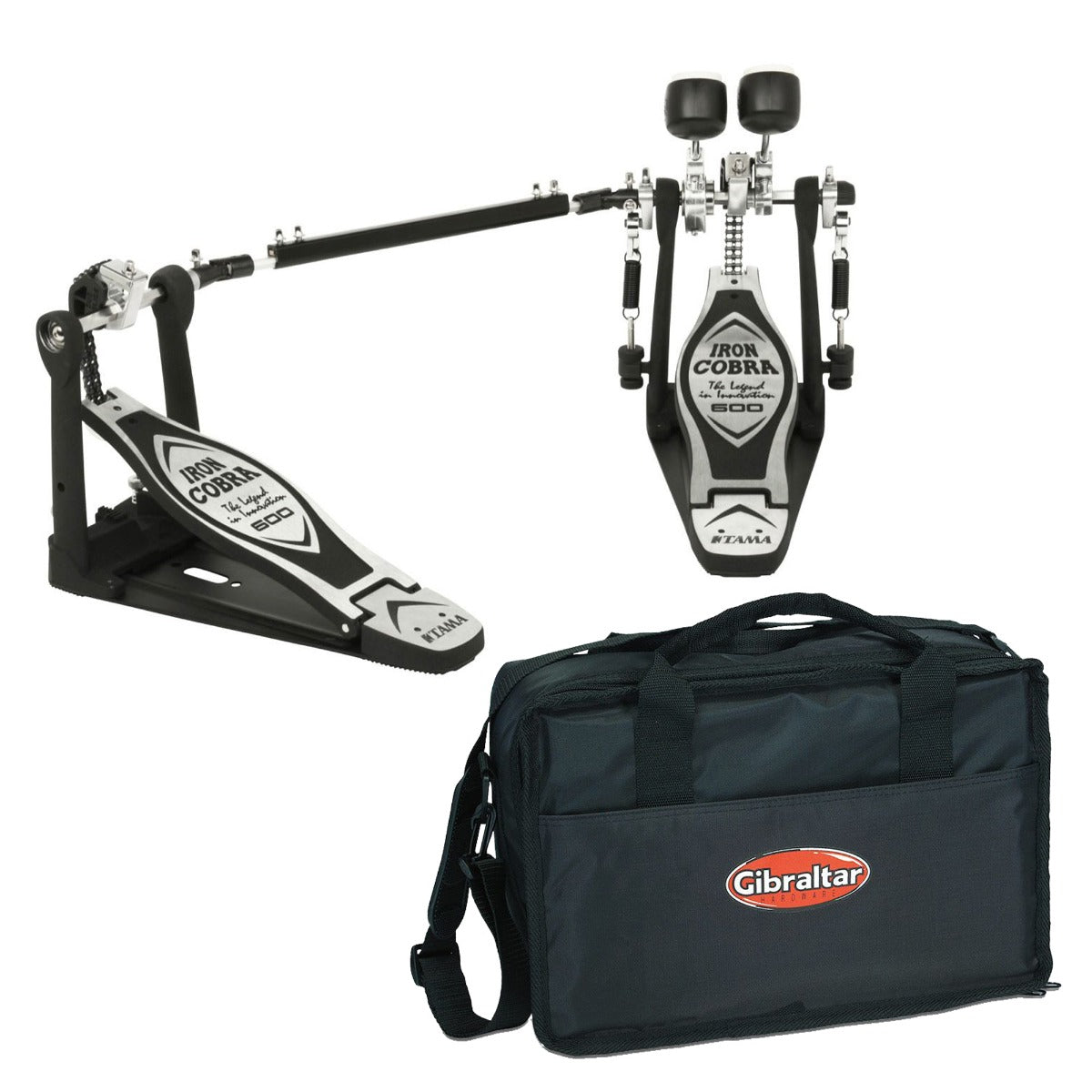 Image of TAMA HP600DTW Iron Cobra Double Bass Drum Pedal and carry bag kit