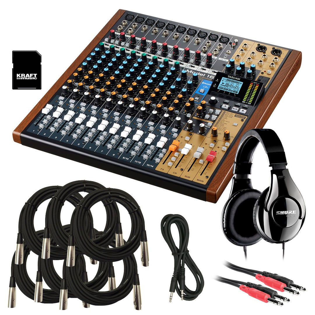 Tascam Model 16 Multi-Track Live Recording Console STUDIO KIT – Kraft Music