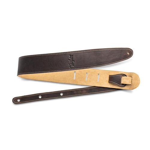 Taylor Guitars Leather Guitar Strap Chocolate Brown with Suede Back.