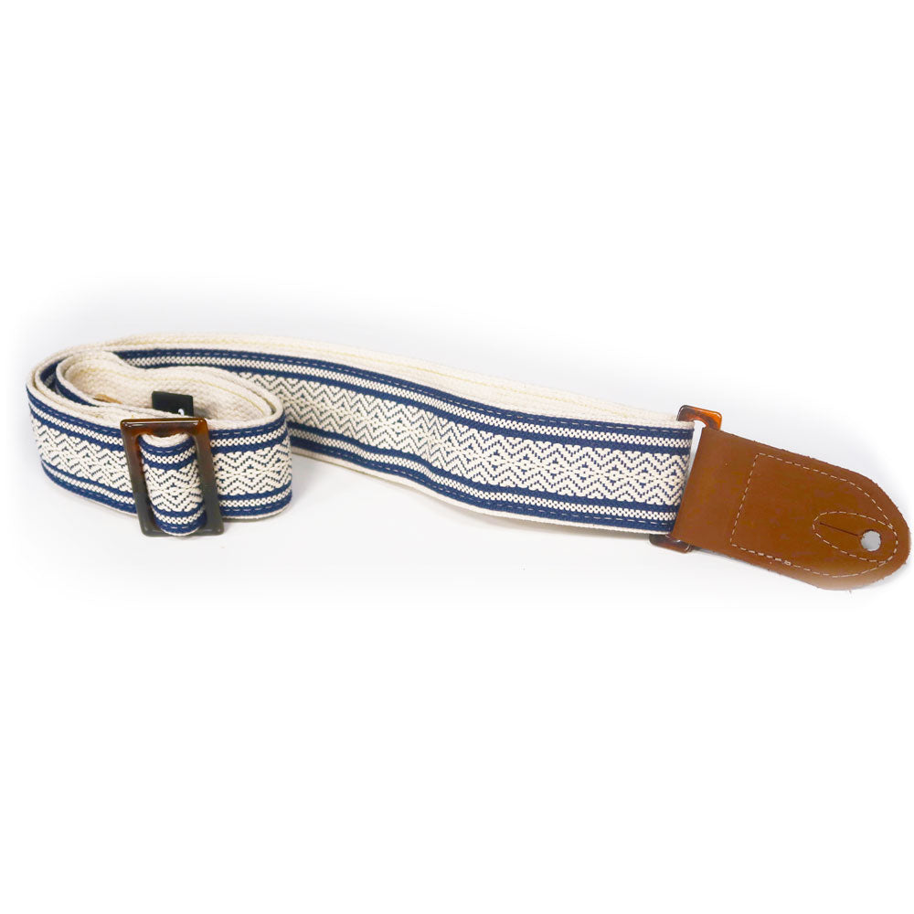 Image of Taylor blue and white Academy 2" jacquard pattern guitar strap