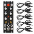 Collage showing components in Tiptop Audio ModFX Modulation Effects Module - Black Panel BLACK CABLE KIT