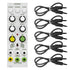 Collage showing components in Tiptop Audio ModFX Modulation Effects Module - White Panel BLACK CABLE KIT