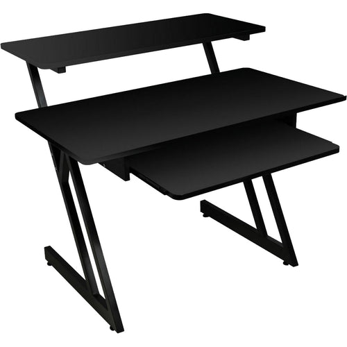 3/4 view of On-Stage WS7500RB Workstation Desk - Black showing top, front and left side