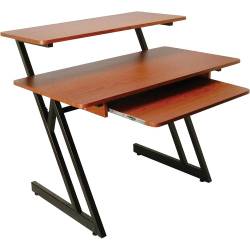 3/4 view of On-Stage WS7500RB Workstation Desk - Rosewood/Black showing top, front and left side