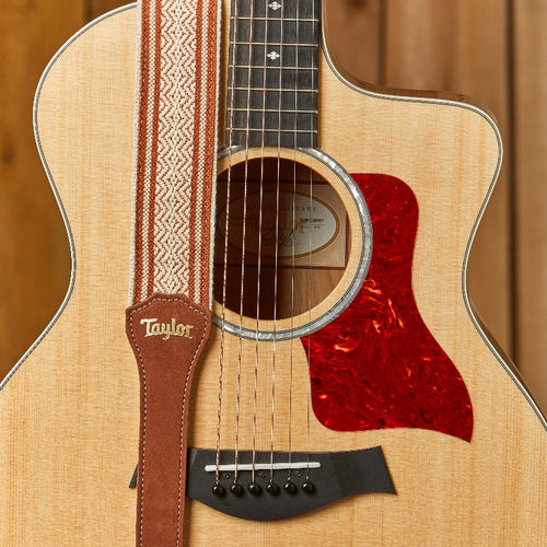 Taylor Jacquard 2" Cotton Guitar Strap - White/Brown 