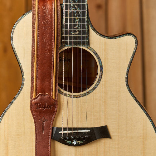 Taylor Nouveau 2.5" Distressed Leather Guitar Strap - Medium Brown