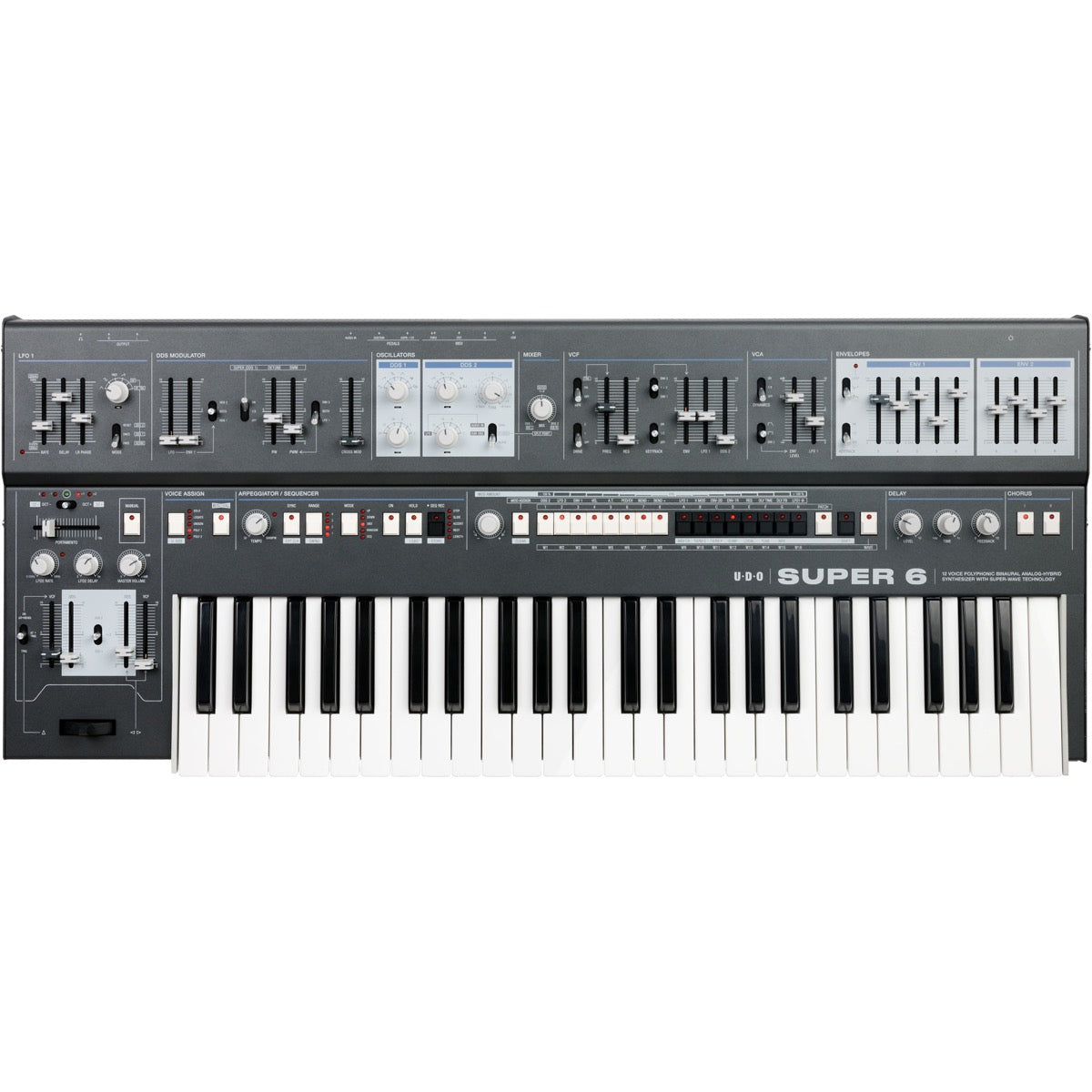 UDO Audio Super 6 12-Voice Polyphonic Keyboard Synthesizer - Black View 1