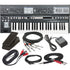 Collage showing components in UDO Audio Super 6 12-Voice Polyphonic Keyboard Synthesizer - Black CABLE KIT