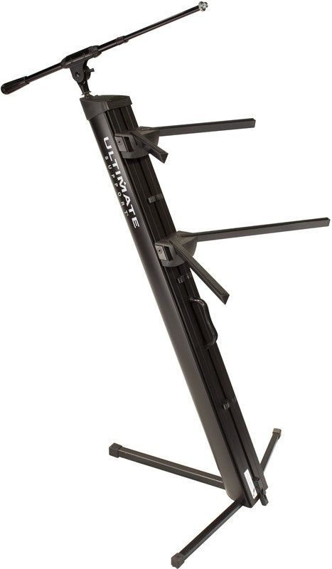 ultimate apx ax-48 pro two-tier column keyboard stand with mic boom and bag - black