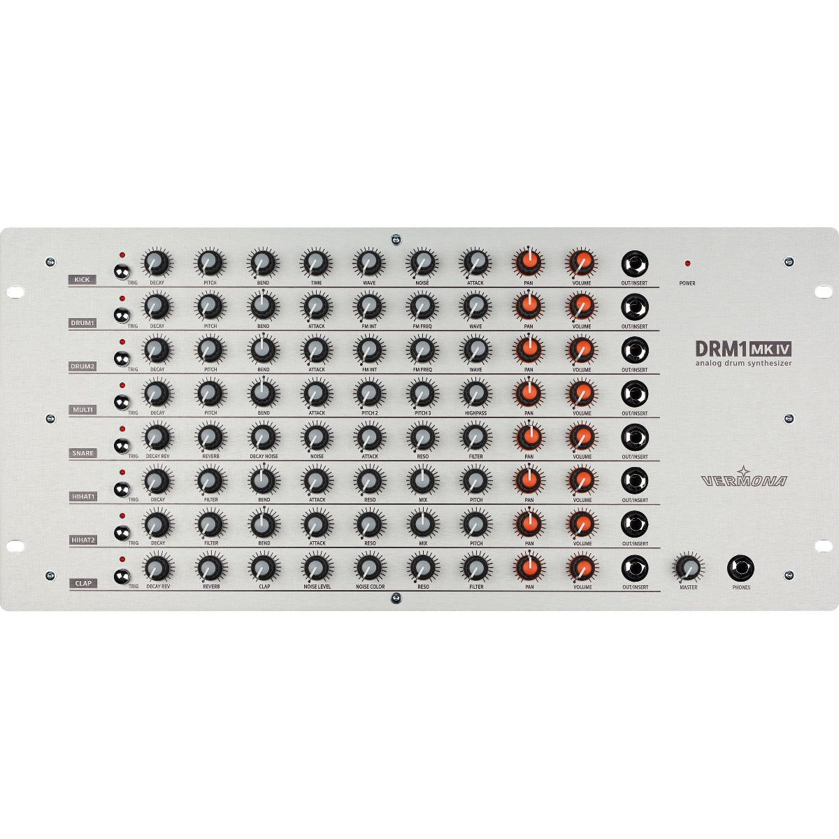 Front view of Vermona DRM1 MKIV Analog Drum Synthesizer