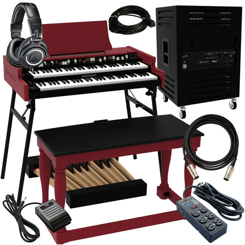 Viscount Legend SOUL 261 Digital Tonewheel Organ shown with included bundle accessories. 