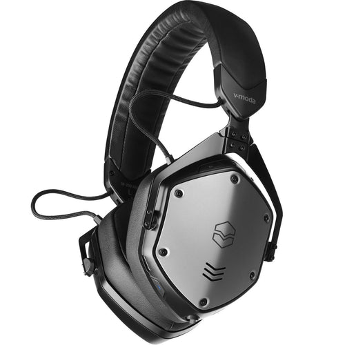 3/4 view of V-Moda M-200 ANC Noise Cancelling Wireless Bluetooth Headphones - Black showing right side, front and bottom