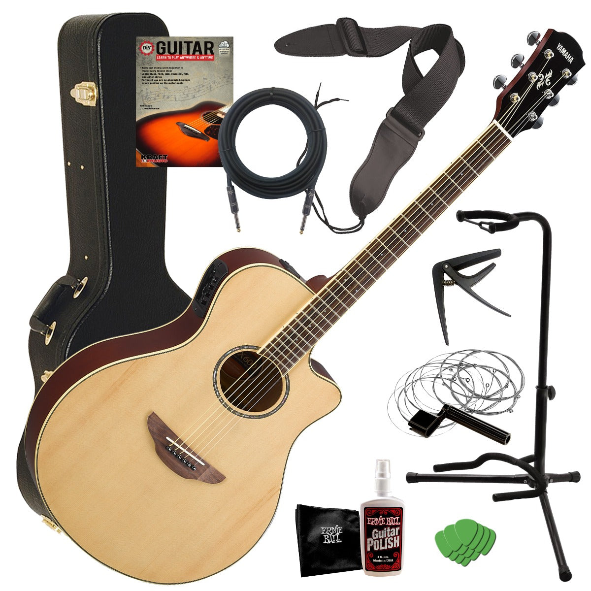 Yamaha APX600 Acoustic-Electric Guitar - Natural COMPLETE GUITAR BUNDLE