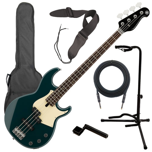 Collage image of the Yamaha BB434 Electric Bass Guitar - Teal Blue BASS ESSENTIALS BUNDLE