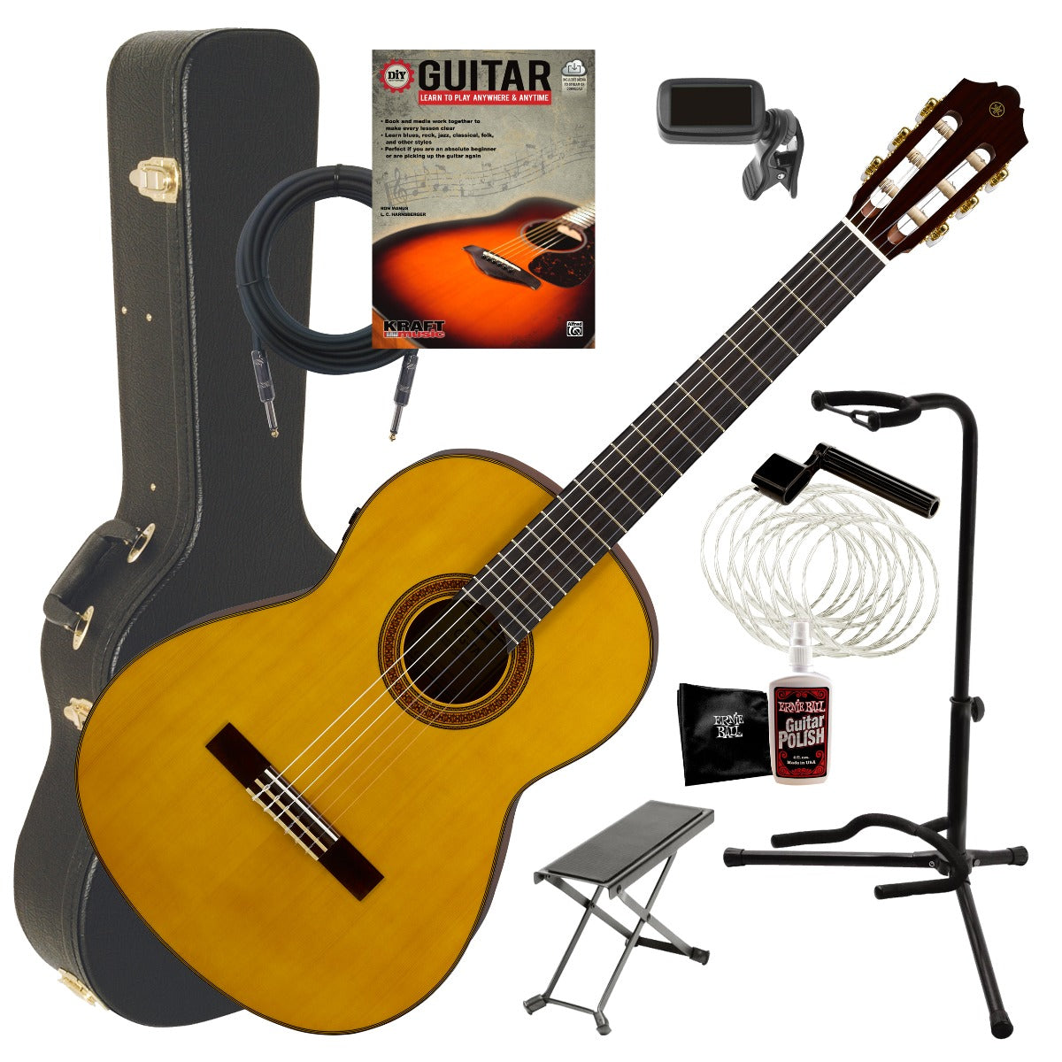 Yamaha CG-TA TransAcoustic Classical Guitar - Natural COMPLETE GUITAR BUNDLE